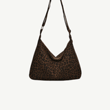 Trendy Casual Soft Textile Women's Shoulder Bag Large Capacity Leopard Print Female Retro Crossbody Bag For Commute Outings