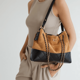 Bolsa Tote Estruturada em Couro Bege