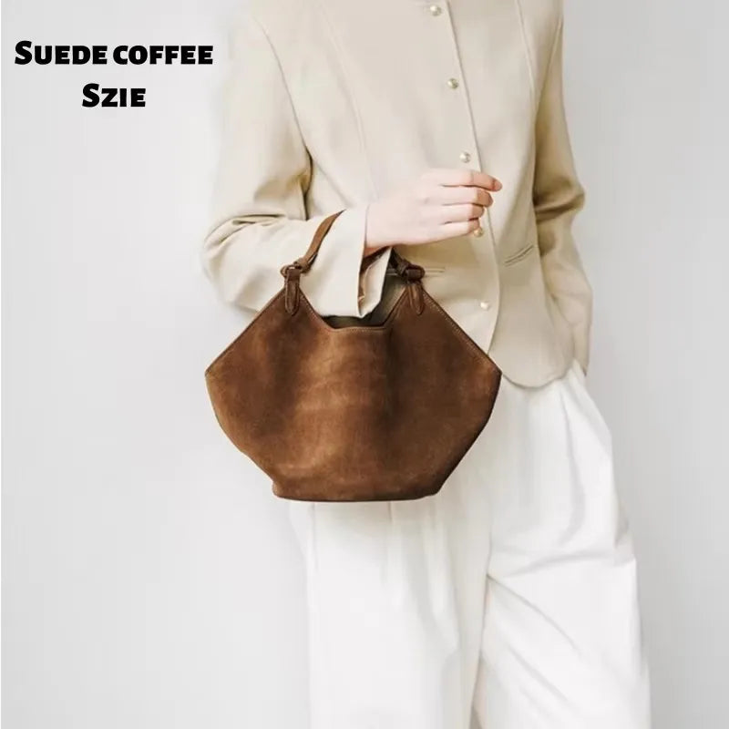 Handbag Suede Leather Bag Dumpling Bucket Bag Niche Single Shoulder Tote Bag Women's Bag