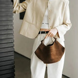 Handbag Suede Leather Bag Dumpling Bucket Bag Niche Single Shoulder Tote Bag Women's Bag