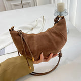 Velvet Material Zipper 2025 High Quality Shoulder Bag Solid Color Simple Fashionable Crossbody Bag Soft Western Style Handbag