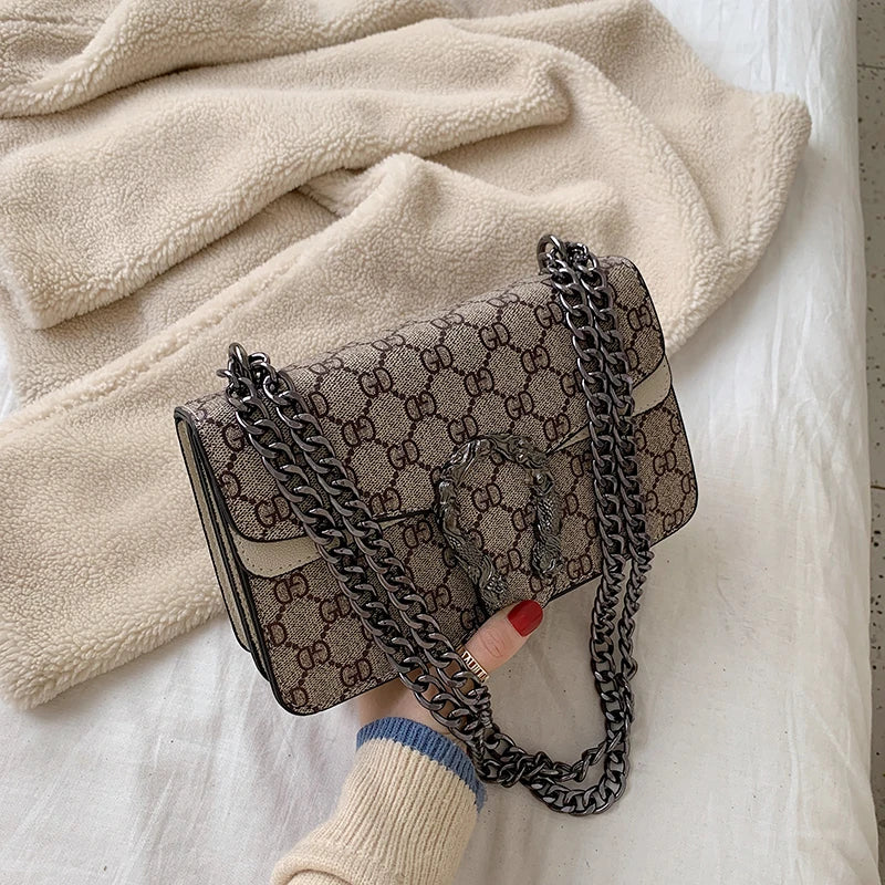 Bolsa Crossbody em Couro PU Marrom