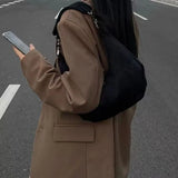 Women Retro Underarm Bag Armpit Small Shoulder Bag Soft Hobos Y2k Female Black Purse Fashion Girls Crescent Handbag 2025 New