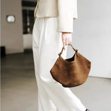 Handbag Suede Leather Bag Dumpling Bucket Bag Niche Single Shoulder Tote Bag Women's Bag