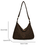Trendy Casual Soft Textile Women's Shoulder Bag Large Capacity Leopard Print Female Retro Crossbody Bag For Commute Outings