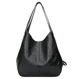 Vintage Women's Bag Leather Large Capacity Marble Grain Women's Shoulder Bag Daily Commuter Handbag Shopping