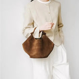 Handbag Suede Leather Bag Dumpling Bucket Bag Niche Single Shoulder Tote Bag Women's Bag