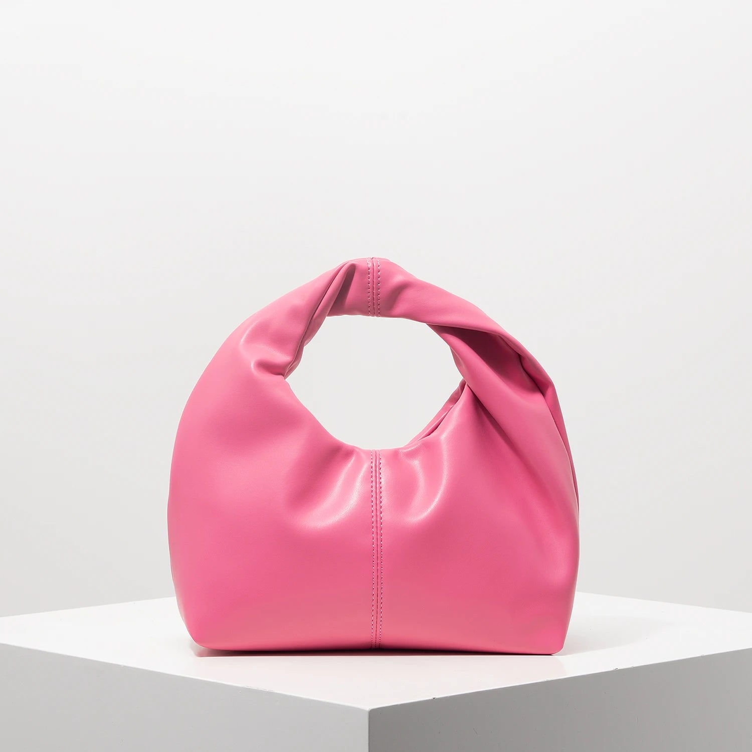 Stylish twist square bag, solid color top clutch bag, simple and versatile commut