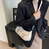 Fashion Double Pockets Design PU Leather Shoulder Bag for Women 2025 Tend Female Crossbody Bag Underarm Bags Handbags bolsa