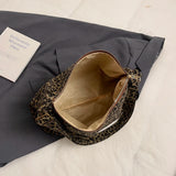 Trendy Casual Soft Textile Women's Shoulder Bag Large Capacity Leopard Print Female Retro Crossbody Bag For Commute Outings